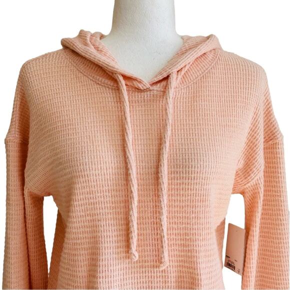 SO Hoodie Sweater Peach Balloon Sleeve Kangaroo Pocket Pullover Lightweight - Picture 3 of 11